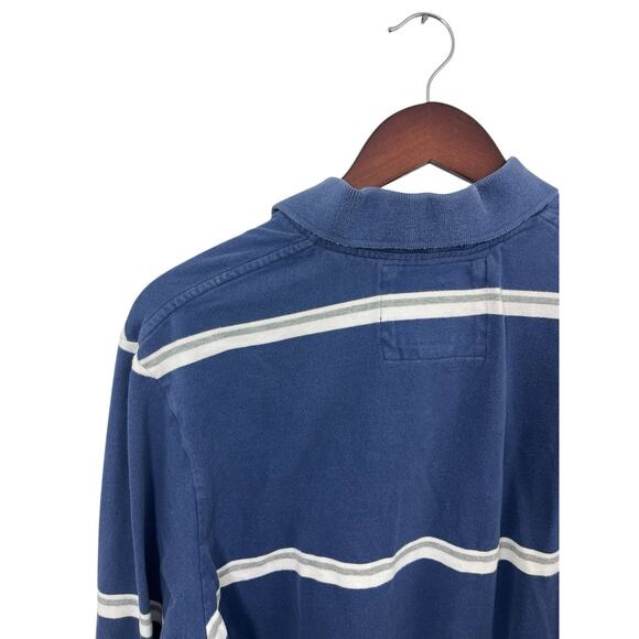 Abercrombie Fitch Polo Shirt Mens XXL 2XL Rugby Muscle Blue White Stripe Moose - Picture 4 of 8